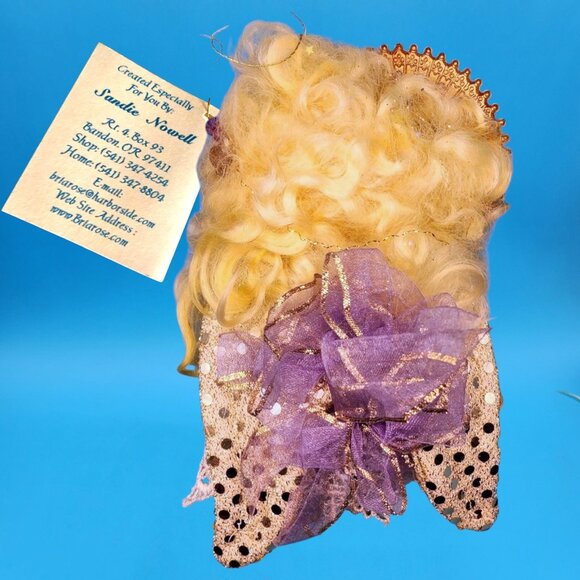 Victorian Angel Ornament Purple Velvet Lace Guardian Angel Artist Sandie Nowell - Picture 10 of 10